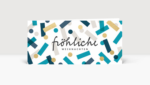 Weihnachtskarte Festtagskonfetti Blau