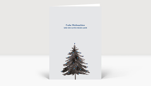Weihnachtskarte Bäumchen Blau