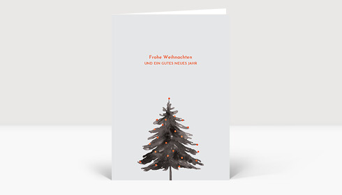 Weihnachtskarte Bäumchen Orange