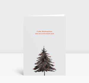Weihnachtskarte Bäumchen Orange