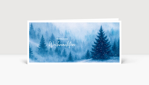 Weihnachtskarte Stille Blau DIN Lang