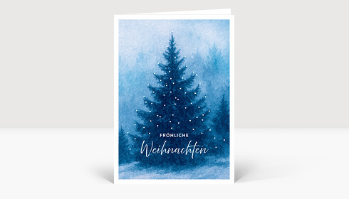 Weihnachtskarte Stille Blau