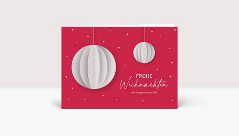 Weihnachtskarte Papierkugeln Rot
