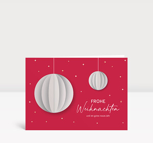 Weihnachtskarte Papierkugeln Rot
