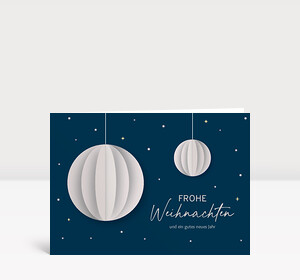 Weihnachtskarte Papierkugeln Blau