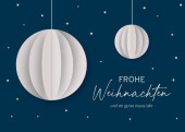 Weihnachtskarte Papierkugeln Blau