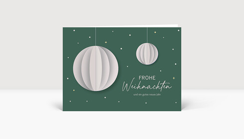 Weihnachtskarte Papierkugeln Grün