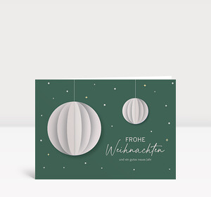 Weihnachtskarte Papierkugeln Grün