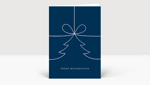 Weihnachtskarte Geschenkbaum Blau