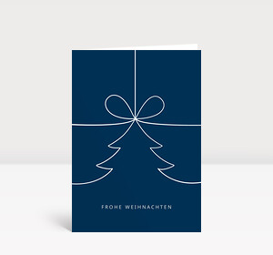 Weihnachtskarte Geschenkbaum Blau