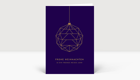 Weihnachtskarte Baumkugel Violettblau
