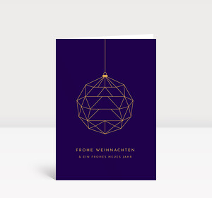 Weihnachtskarte Baumkugel Violettblau