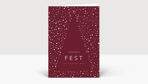Weihnachtskarte Festbäumchen Rot
