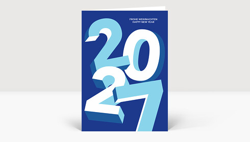 Weihnachtskarte Aufbruch 2027 Blau