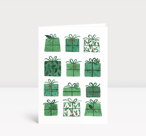 Weihnachtskarte Kleine Päckchen Grün