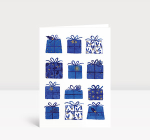 Weihnachtskarte Kleine Päckchen Blau