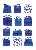 Weihnachtskarte Kleine Päckchen Blau