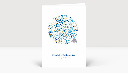 Weihnachtskarte Glitterkugel Blau