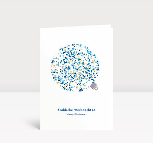 Weihnachtskarte Glitterkugel Blau