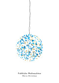 Weihnachtskarte Glitterkugel Blau