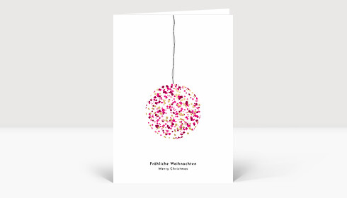 Weihnachtskarte Glitterkugel Pink