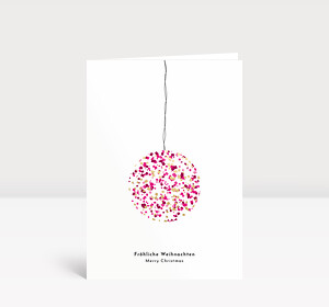 Weihnachtskarte Glitterkugel Pink