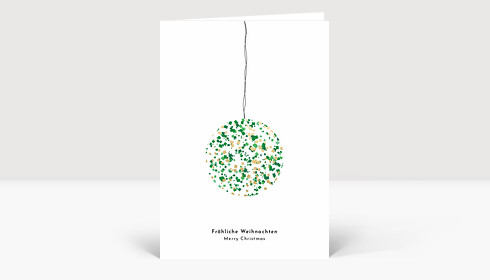 Weihnachtskarte Glitterkugel Grün