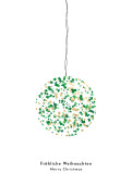 Weihnachtskarte Glitterkugel Grün