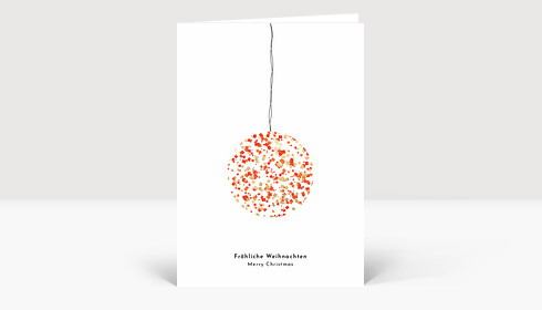Weihnachtskarte Glitterkugel Orange
