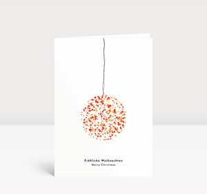 Weihnachtskarte Glitterkugel Orange