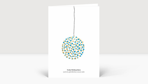 Weihnachtskarte Goldgetupft Blau