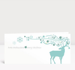 Weihnachtskarte Dekor Hirsch eisblau