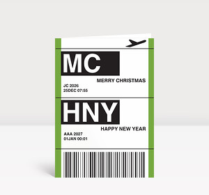 Weihnachtskarte Air ticket green 2026