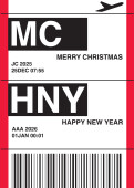 Weihnachtskarte Flugticket rot 2025