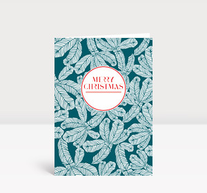 Weihnachtskarte Tannenzweige türkis