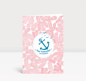 Weihnachtskarte Hamburg Ahoi Anker rot