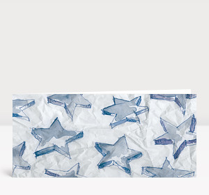 Weihnachtskarte Aquarellsterne blau